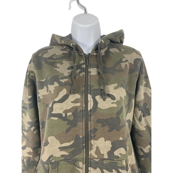 Time & Tru Womens Camouflage Full Zip Hoodie Sweater Size Small - Picture 2 of 8